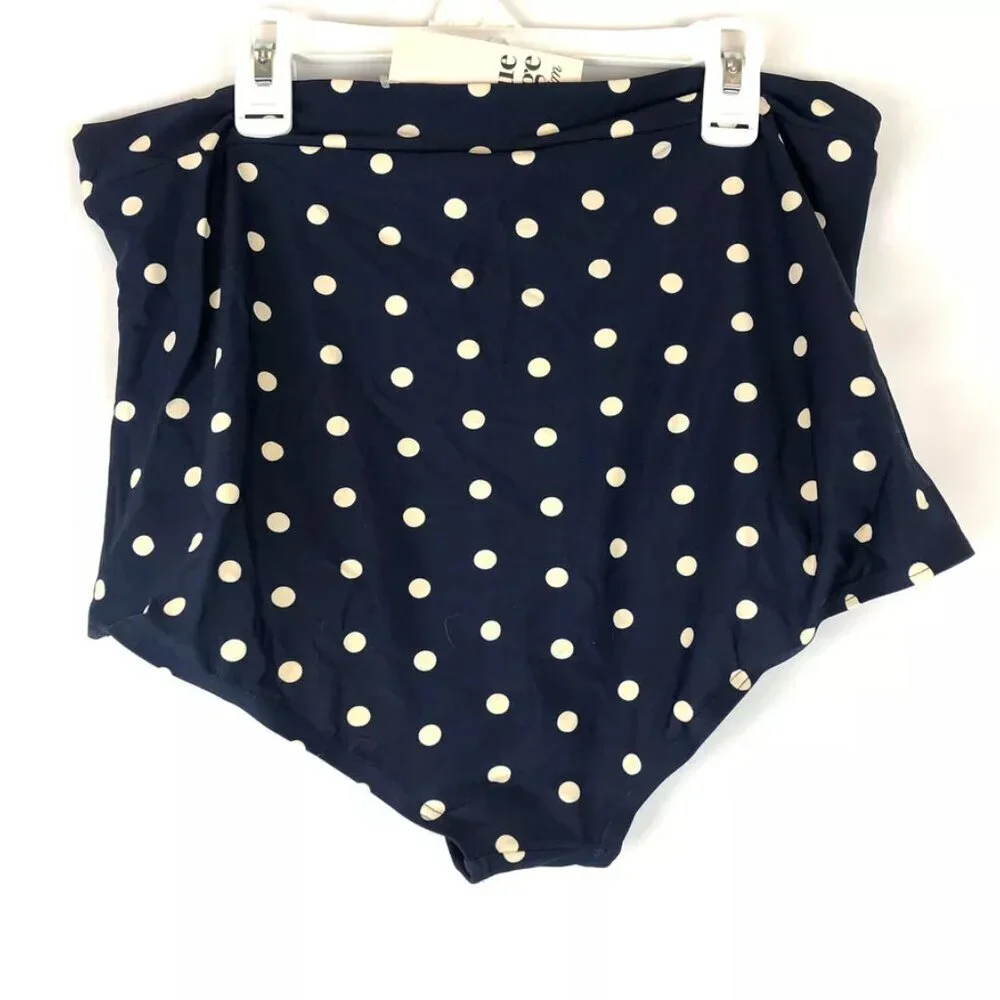 Unique Vintage, Women’s High Waisted Navy Blue Bikini Bottom, Size 2XL